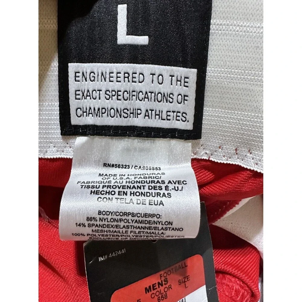 New Men's Nike Team Mach Speed Football Pants Red White Large‎ 789925-658 NFL